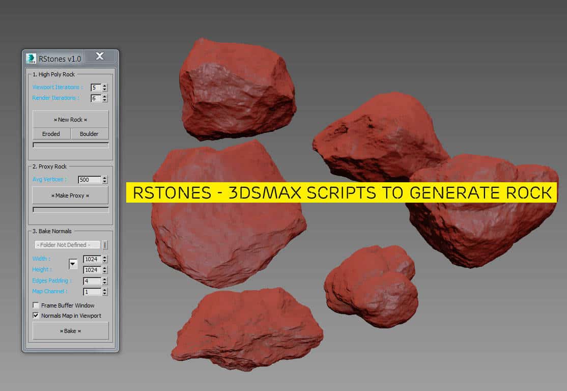 RSTONES | 3Dsmax scripts to generate rock model