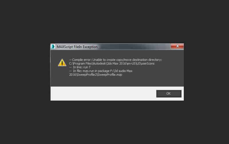 How to fix: Unable to create copy/move destination directory in 3dsMax