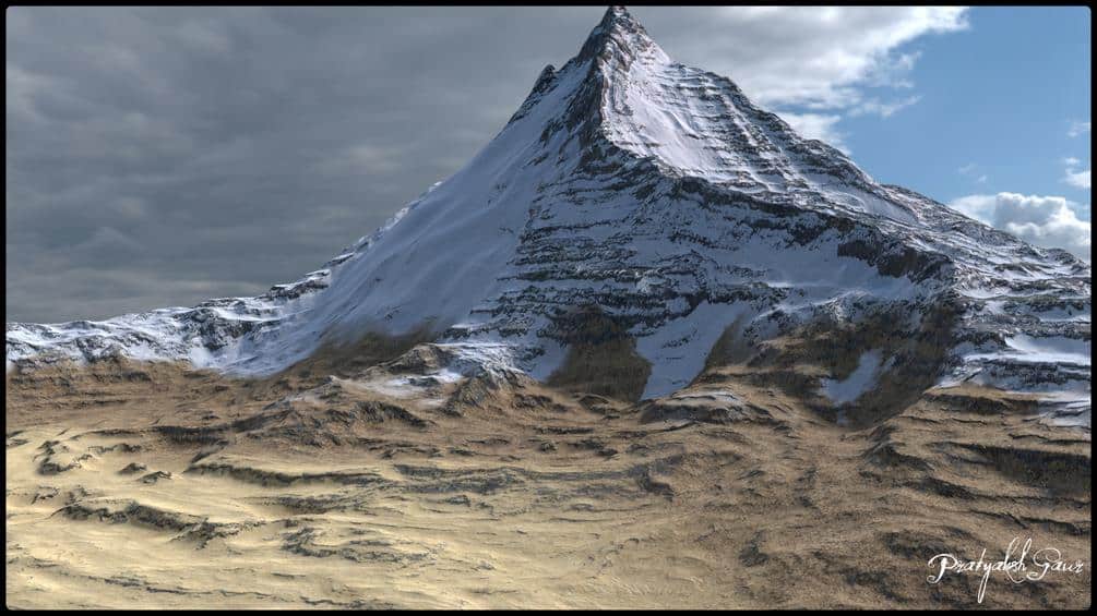 Alienesque snow mountain 3D terrain model