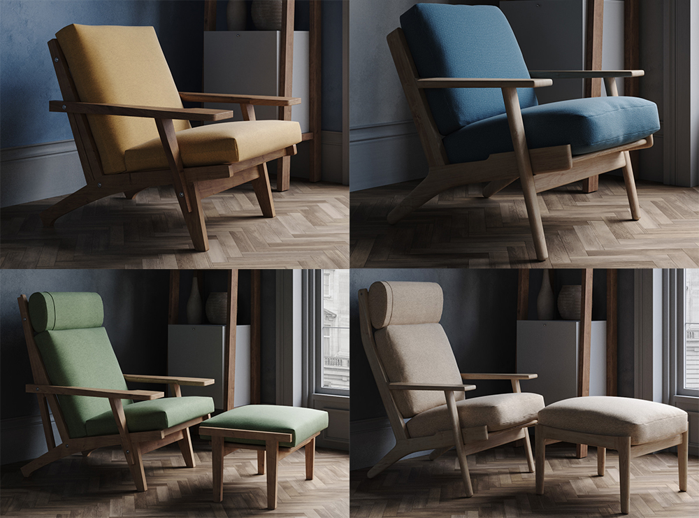 Free 3D Models Hans J. Wegner armchairs Juan Carlos Blanco