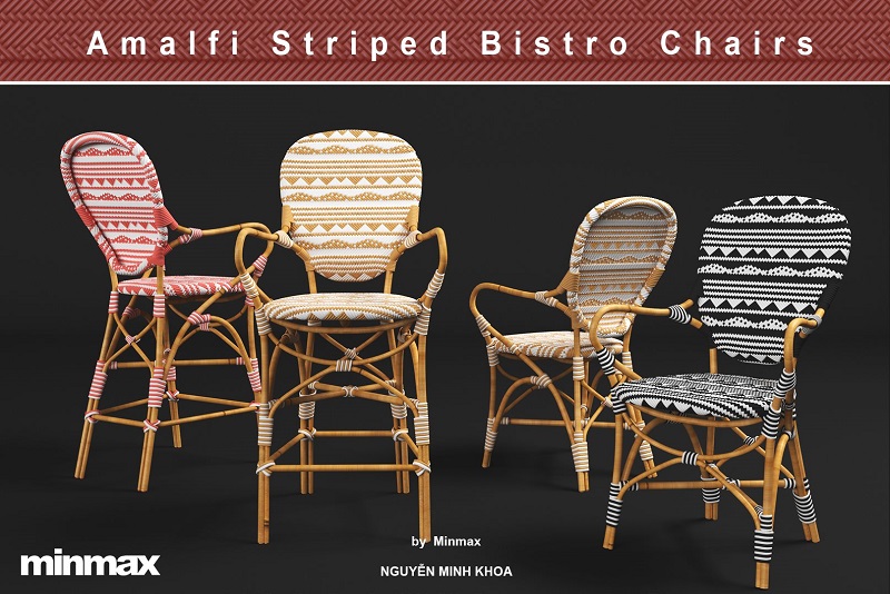 Free 3D Model Amalfi Striped Bistro Chairs | Nguyen Minh Khoa