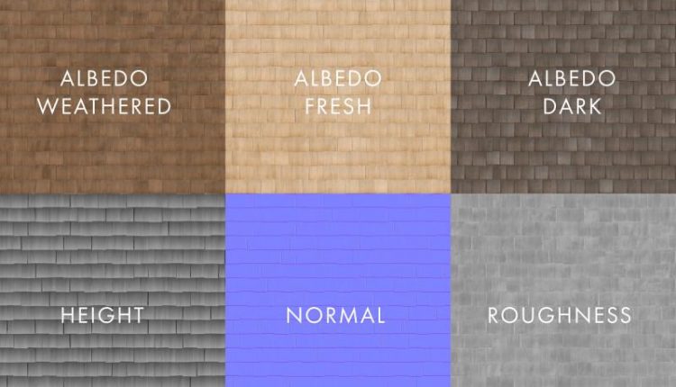 Free Wooden Shingles – PBR Material 3