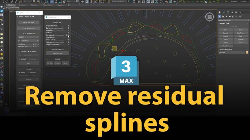 How to remove residual splines in 3dsMax with Spline Cleaner