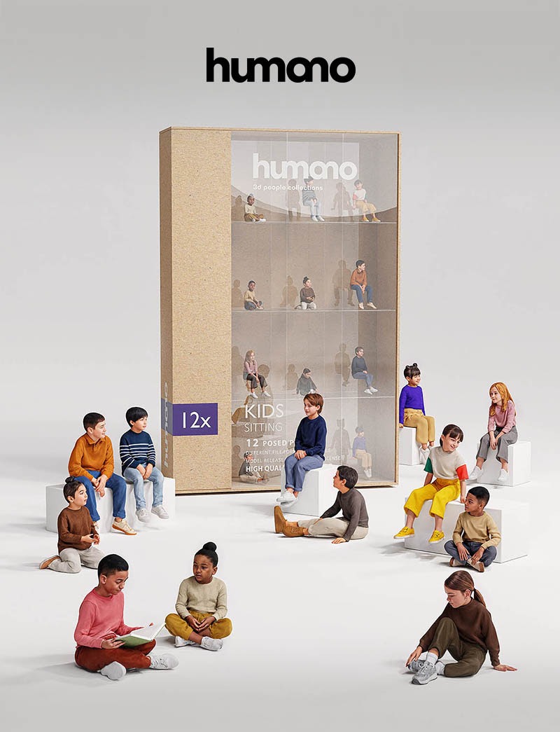 Sitting Kids Collection-Humano3D